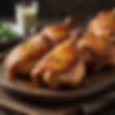 Crispy baked chicken thighs served on a rustic plate