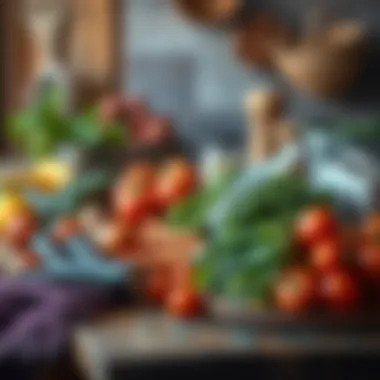 Fresh ingredients arranged beautifully on a rustic table