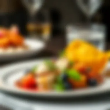 An elegant plating of a gourmet dish showcasing creativity