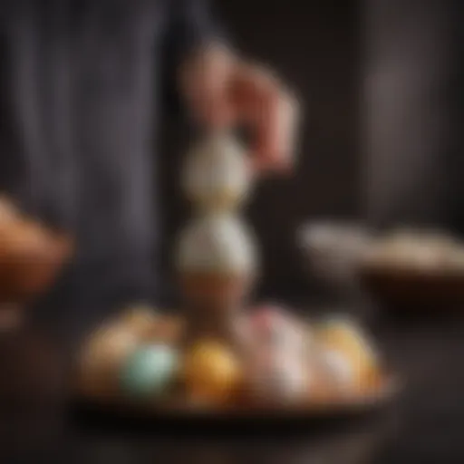 Elegant display of decorated eggs showcasing various designs