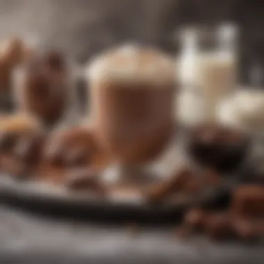 Elegant display of hot chocolate ingredients, showcasing rich chocolate and fresh milk.