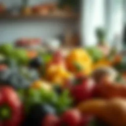 Vibrant assortment of energy-boosting fruits and vegetables