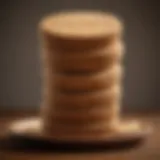 A close-up of English digestive biscuits stacked elegantly on a wooden plate.