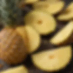 Fresh pineapple sliced into wedges