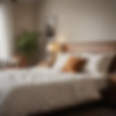 A serene bedroom featuring necessary furnishings for relaxation.