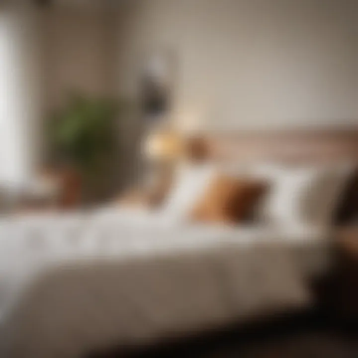 A serene bedroom featuring necessary furnishings for relaxation.