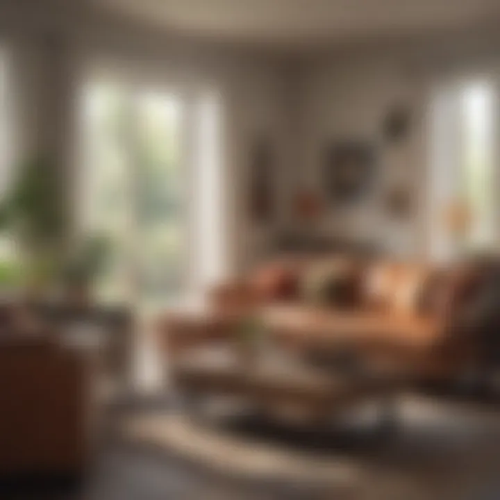 A cozy living room displaying furniture and decor items.