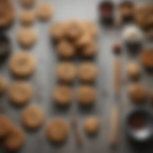 A beautifully arranged assortment of cookie baking tools on a countertop.