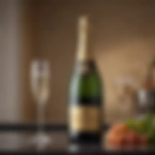 A luxurious bottle of high-alcohol champagne set against an elegant backdrop