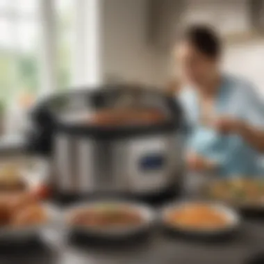A person enjoying a meal made from a WiFi enabled crock pot