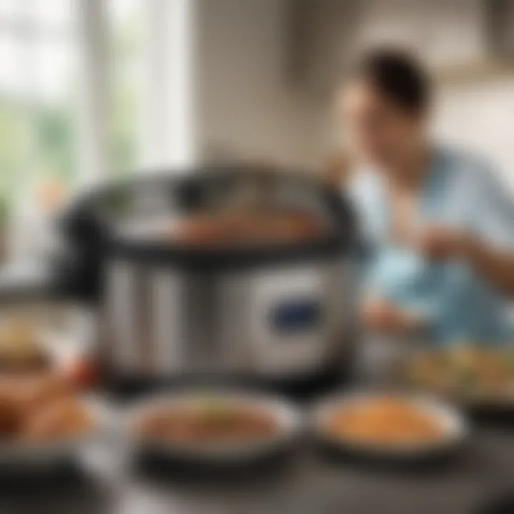 A person enjoying a meal made from a WiFi enabled crock pot