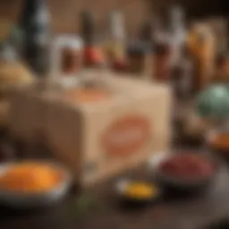An array of monthly subscription boxes filled with gourmet ingredients