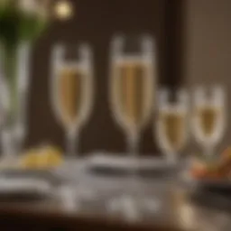 Elegant champagne glasses set on a beautifully arranged table