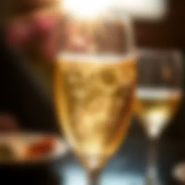 Effervescent Delight: The Sparkle of Prosecco A close-up of a glass of Prosecco with bubbles sparkling under natural light, highlighting its effervescence.