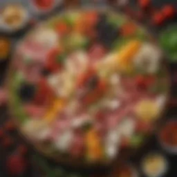Vibrant display of antipasto salad with fresh ingredients