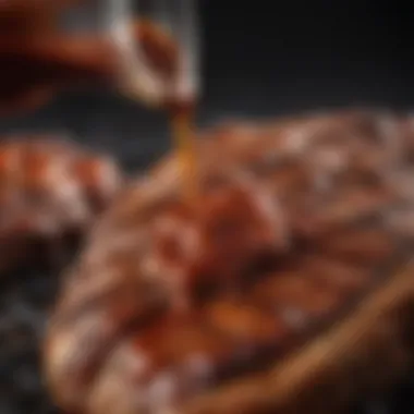 A close-up of a flavorful barbecue sauce dripping over grilled meat