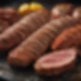 A vibrant selection of barbecued meats showcasing different cooking techniques