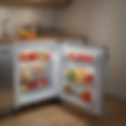 Compact small chest freezer on wheels in a kitchen setting