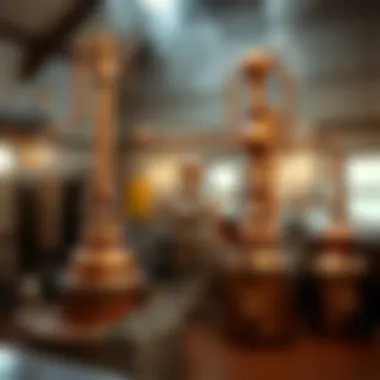 Traditional Distillery Crafting Vodka Traditional vodka distillery with copper stills