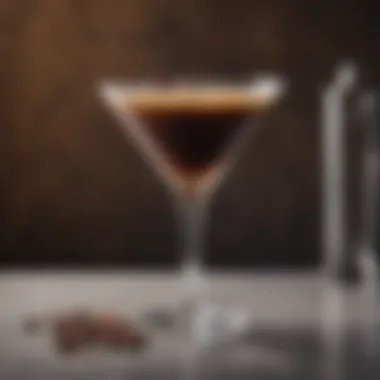 An elegant glass of espresso martini topped with coffee beans