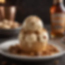 A rich bowl of bourbon flavored ice cream with a sprinkle of nuts on top