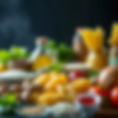 An assortment of ingredients used to make low-carb pasta