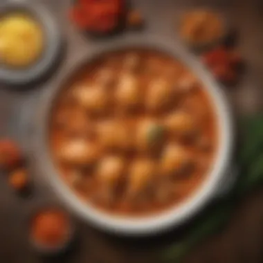 Artfully arranged ingredients for Chicken Paprikash on a rustic surface