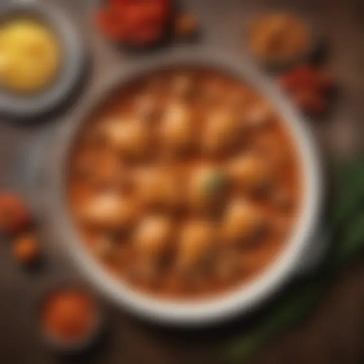 Artfully arranged ingredients for Chicken Paprikash on a rustic surface