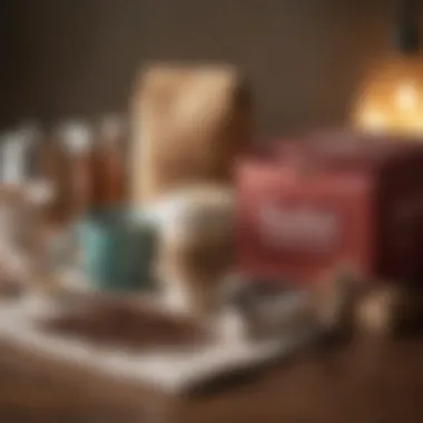 Coffee Subscription Box Contents A cozy setting with a coffee subscription box opened, revealing its contents