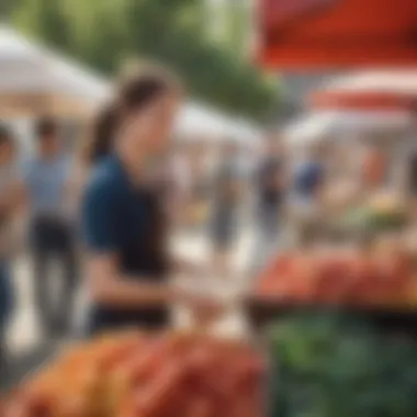 Community members engaging in a local farmers market