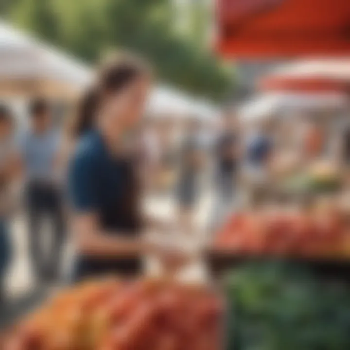 Community members engaging in a local farmers market