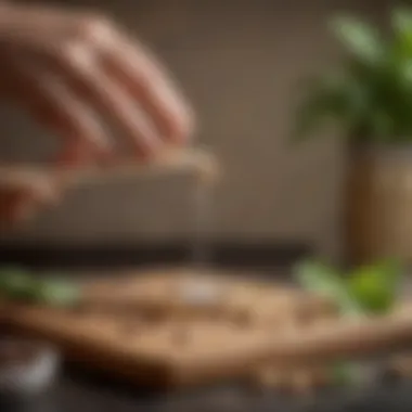 A baker weighing out stevia as an ingredient for cookie preparation