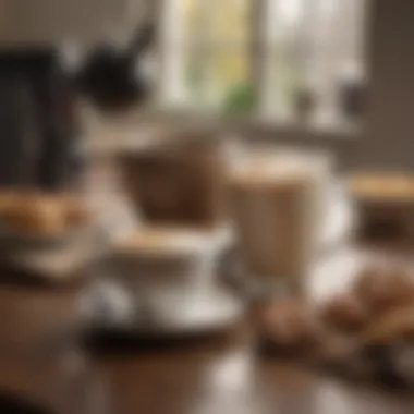 Cozy Coffee Experience A cozy coffee setup featuring a cup of coffee with non-dairy creamer