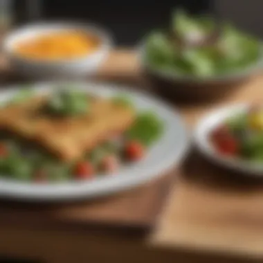 Cauliflower bread served with a side salad