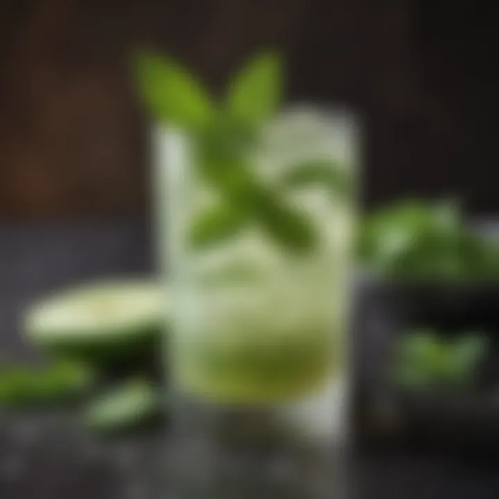 A refreshing cucumber mint drink served in a glass