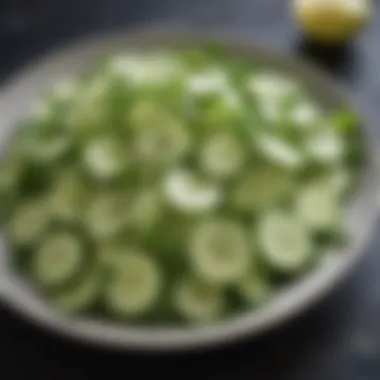 A vibrant cucumber and mint salad showcasing freshness