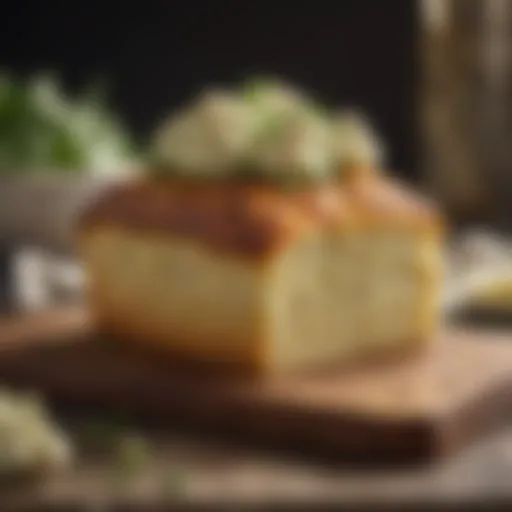 Freshly baked cauliflower bread loaf