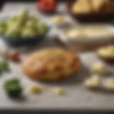 Ingredients for cauliflower bread displayed on a countertop