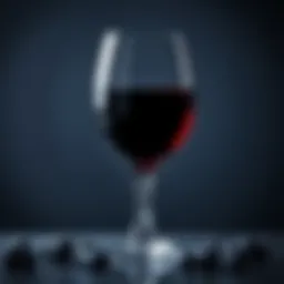 A glass of Blueberry Merlot with rich hues reflecting light