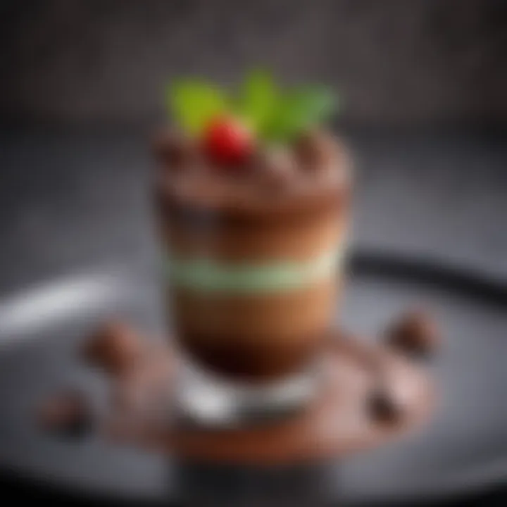 A beautifully plated chocolate mousse with a hint of mint