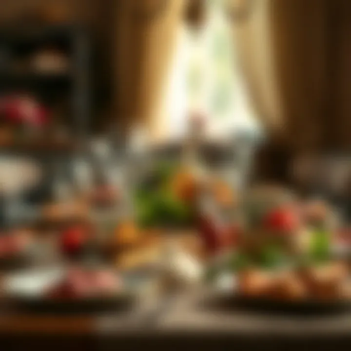 An elegant table setting adorned with seasonal ingredients and herbs.