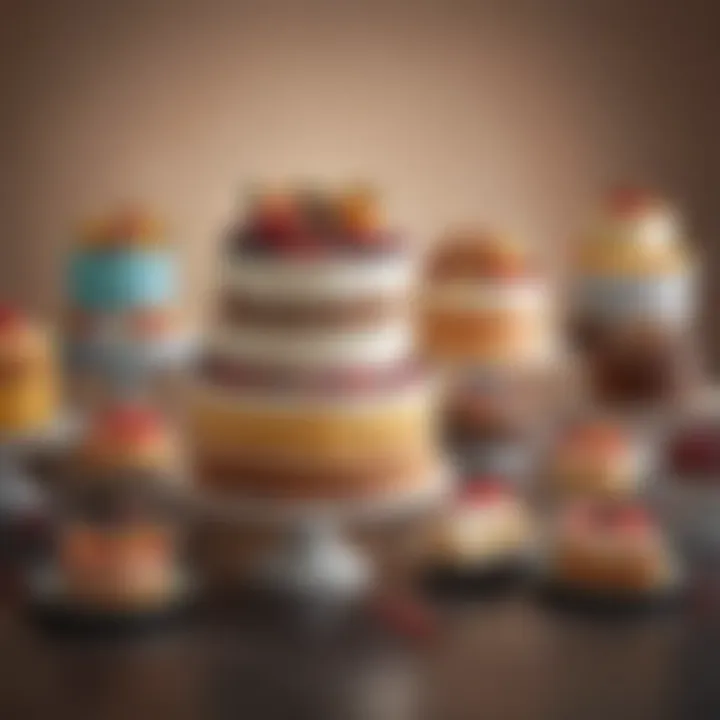 A vibrant display of various D&Q Cake variations representing diverse cultural influences.