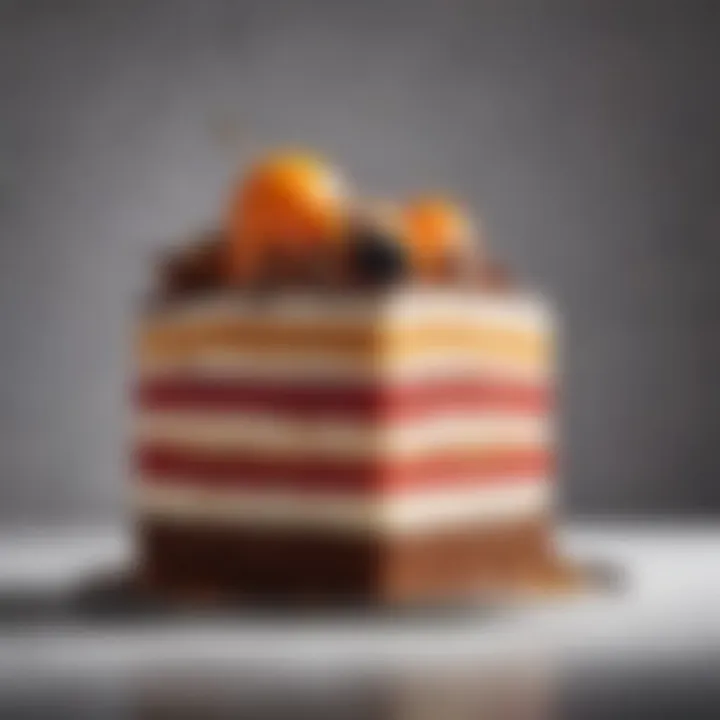 An elegant slice of D&Q Cake showcasing its unique layers and textures.