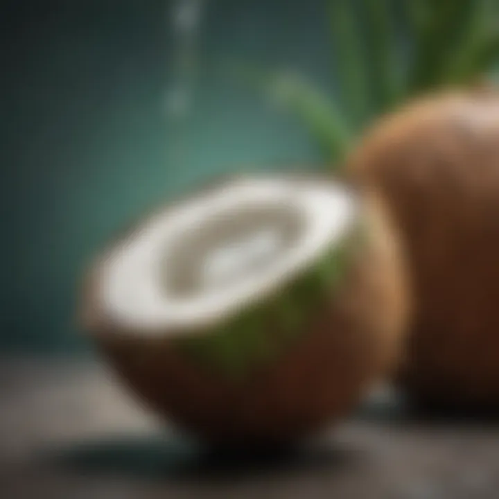 A close-up of a refreshing coconut water in a glass