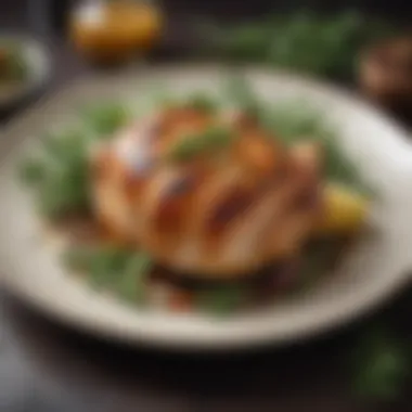 Grilled Chicken Breast with Aromatic Herbs A plate of succulent grilled chicken breast with herbs and spices.