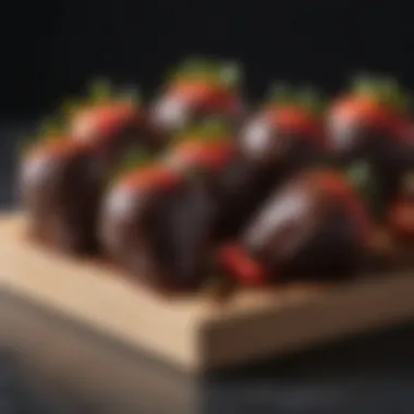 Chocolate-Dipped Strawberries A close-up of a creative edible arrangement featuring chocolate-dipped strawberries