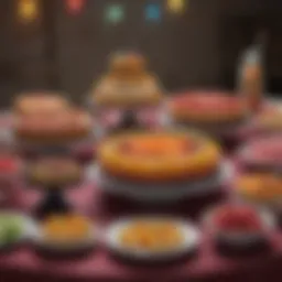 A beautifully arranged table showcasing an array of colorful edible favors for a birthday celebration