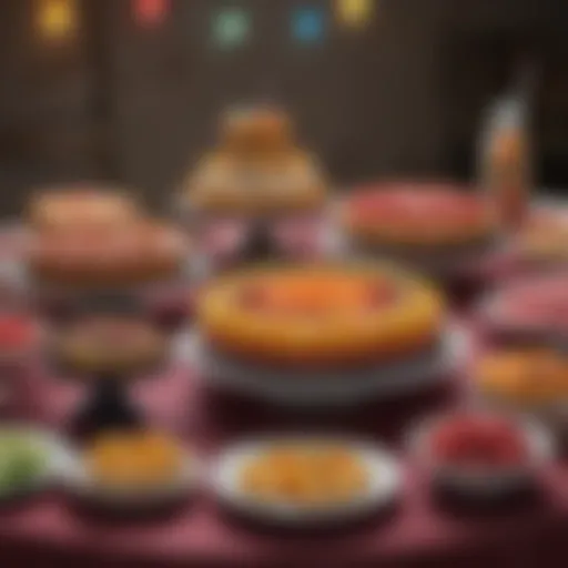 A beautifully arranged table showcasing an array of colorful edible favors for a birthday celebration