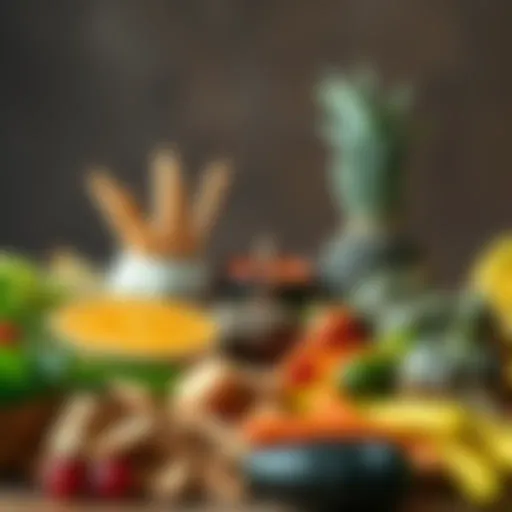 Fiber-Rich Foods for Digestive Health A variety of fiber-rich foods displayed in an appealing arrangement