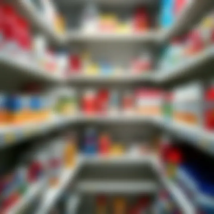 Over-the-Counter Solutions for Constipation A near-empty shelf of over-the-counter products aimed at digestive issues